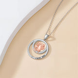 Sterling Silver Father-Daughter Pendant Necklace Engraved with Love You