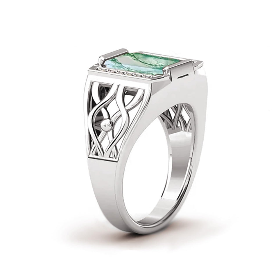 Sterling silver 10K 14K 18K Gold Emerald Cut 4 Carat Mens Gemstone Engagement Ring Promise Ring for Men