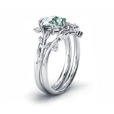 Sterling Silver Natural Moss Agate Blue Sandstone Opal Set Ring