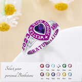 Sterling Silver Personalized Class Ring Graduation Ring for Women