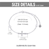 14k Gold Pearl Cross Single Layer Anklet