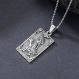 Sterling Silver Tarot Card 12 Zodiac Sign Pendant Necklace