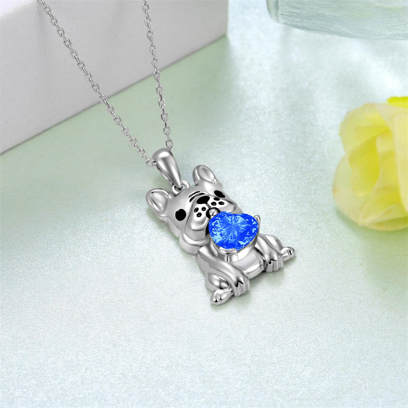 Sterling Silver French Bulldog Pendant Necklace