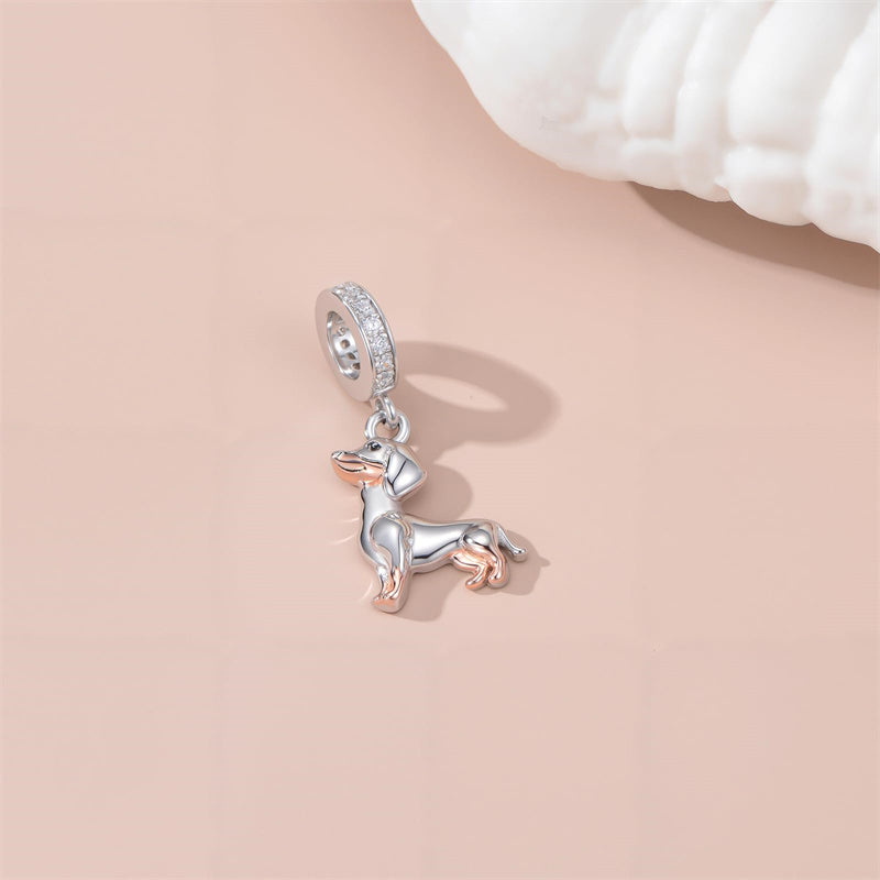 Sterling Silver Cubic Zirconia Yorkshire Boston Terrier Chihuahua Dachshund  Bead Charms