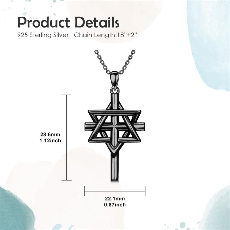 Sterling Silver Nial Cross David Pendant Necklace