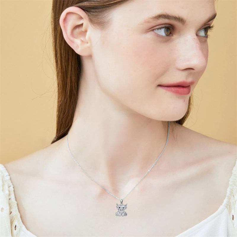 Sterling Silver Highland Cow Necklace