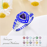 Sterling Silver Personalized Class Ring Graduation Ring for Women