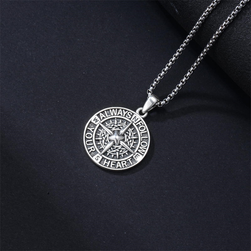 Sterling Silver Compass Pendant Necklace Graduation Jewelry Gift