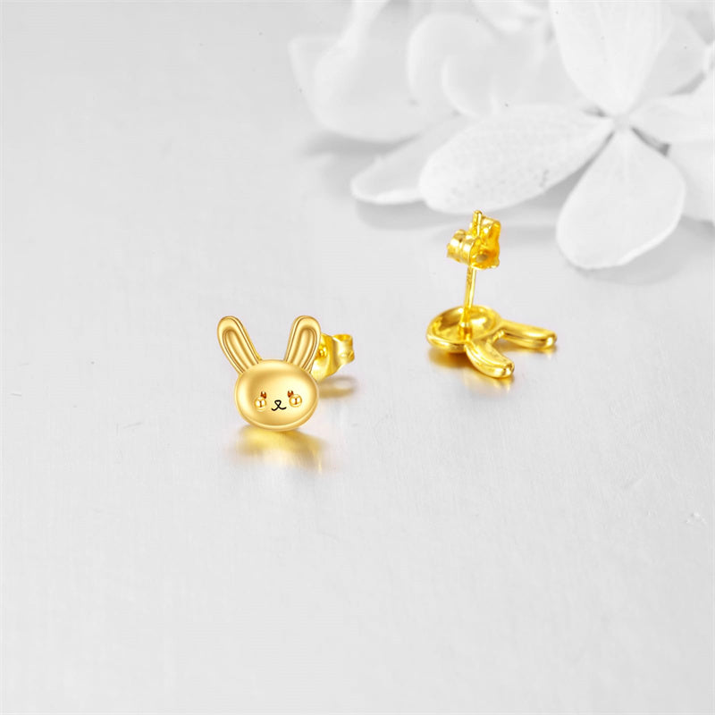 14k Gold Bunny Stud Earrings