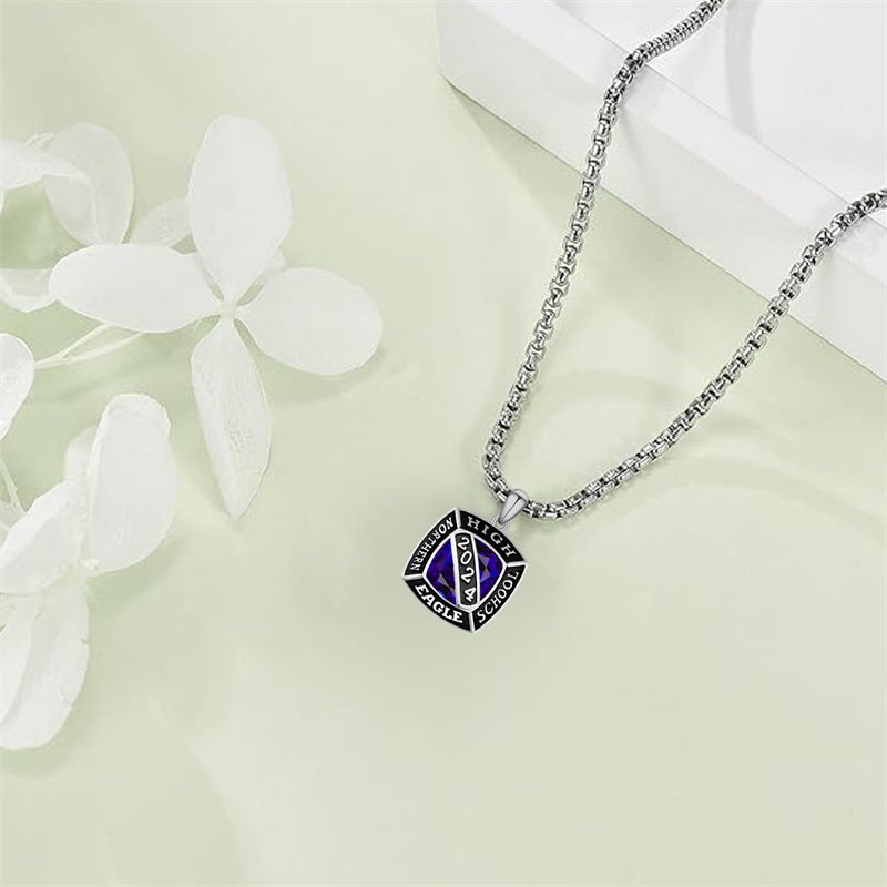 Sterling Silver Personalized Photo Class High School College Graduation Necklace