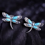 Sterling Silver Turquoise Dragonfly Spoon Ring and Dragonfly Sunflower Earrings