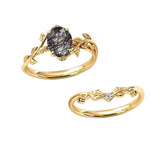 Sterling Silver 10K 14K Gold Leaf Oval Cut Vine Gemstone Set Engagement Wedding Ring