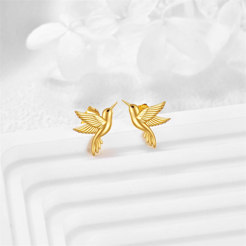 14k Gold Hummingbird Stud Earrings