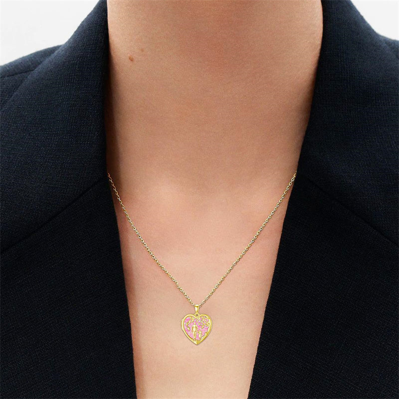 10K Gold Personalized Photo Father Daughter Pendant Necklace