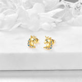 14K Gold Unicorn Stud Earrings