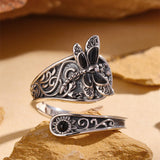 Sterling Silver Oxidized Dragonfly Butterfly Hummingbird Sea Turtle Anchor Cross Tree of Life Sunflower Spoon Ring