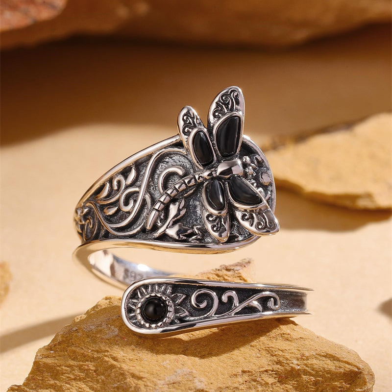 Sterling Silver Oxidized Dragonfly Butterfly Hummingbird Sea Turtle Anchor Cross Tree of Life Sunflower Spoon Ring
