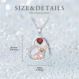 Sterling Silver Birthstone Corgi Pendant Necklace