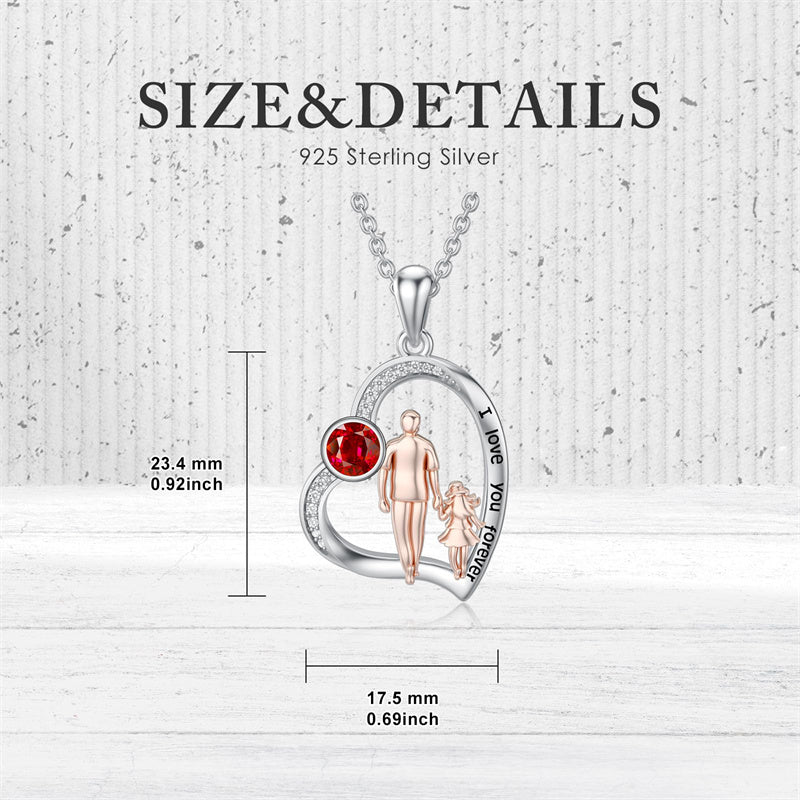 Sterling Silver Father Daughter Heart Pendant Necklace from Dad Gift for Daughter