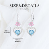Sterling Silver Heart Cubic Zirconia Sunflower Rose Daisy Lily Lotus Hibiscus Dangle Earrings