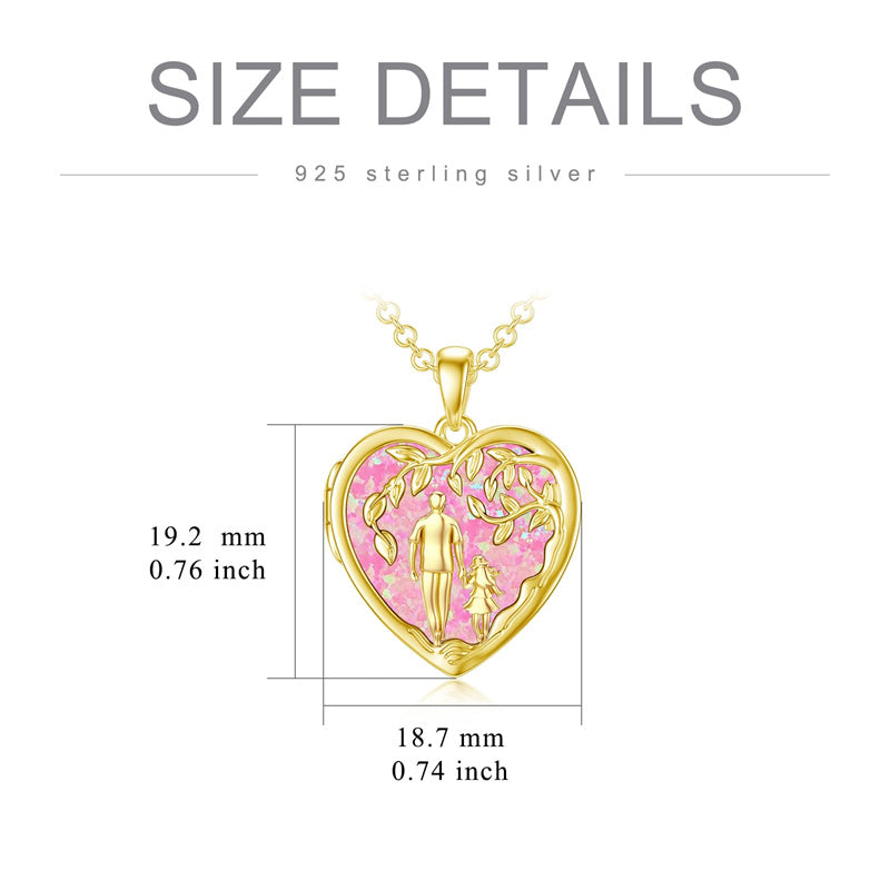 10K Gold Personalized Photo Father Daughter Pendant Necklace