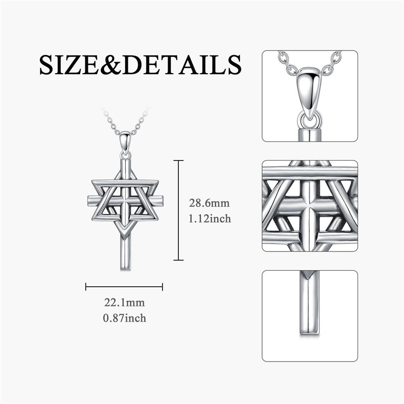 Sterling Silver Nial Cross David Pendant Necklace