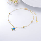 14K Gold Sea Turtle Single Layer Anklet