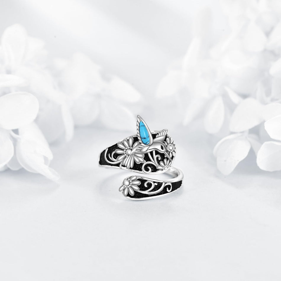 Sterling Silver Oxidized Dragonfly Butterfly Hummingbird Sea Turtle Anchor Cross Tree of Life Sunflower Spoon Ring