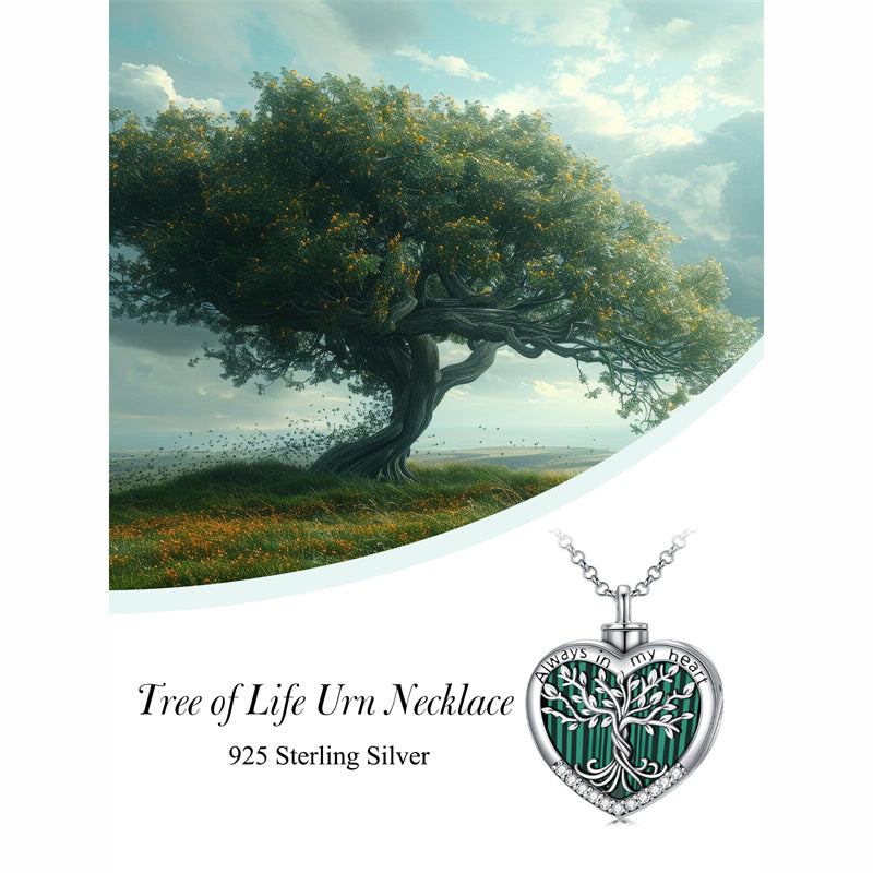 Sterling Silver Tree of Life Urn Necklaces Abalone Opal Shell Cremation Jewelry for Ashes