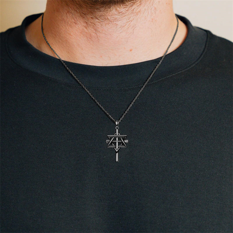 Sterling Silver Nial Cross David Pendant Necklace