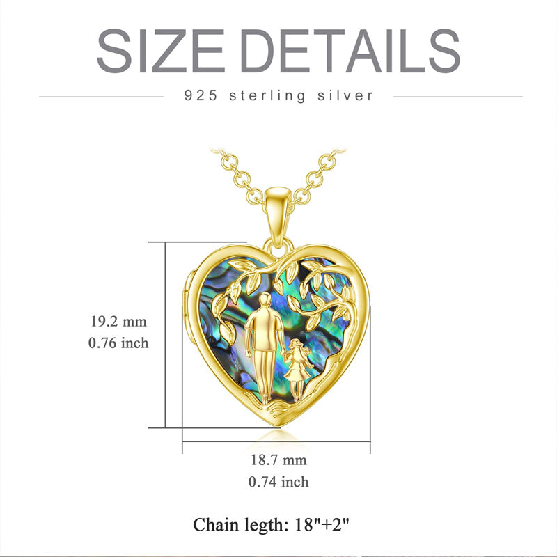 10K Gold Personalized Photo Father Daughter Pendant Necklace