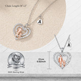 Sterling Silver Initial Father-Daughter Pendant Necklace Engraved with I Love You Forever