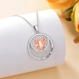 Sterling Silver Father-Daughter Pendant Necklace Engraved with Love You