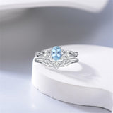 Sterling Silver 10K 14K 18K Gold  Oval Cut Unique Vine Gemstone Wedding Ring Set