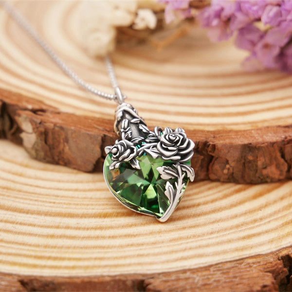 Sterling Silver Heart TearDangle Crystal Rose Cremation Urn Necklace for Ashes