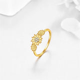 14k Gold Sunflower Nature Ring