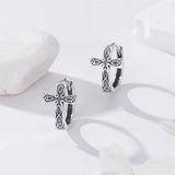 Sterling Silver Celtic Cross Hoop Dangle Earrings