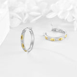 Sterling Silver Sunflower Hoop Earrings