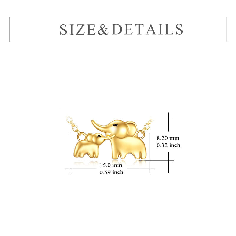 14k Yellow Gold Elephant Pendant Necklace