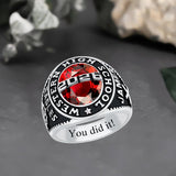 Sterling Silver Personalized Engraved Birthstone Pattern Class Ring Graduation Gift