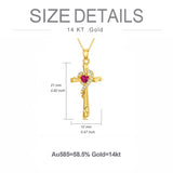 14K Gold Cubic Zirconia Cross Pendant Necklace