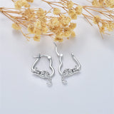 Sterling Silver Fox Frog Leopard Peacock Puppy Animal Hug Hoop Earrings
