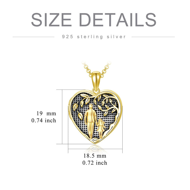 10K Gold Personalized Photo Father Daughter Pendant Necklace