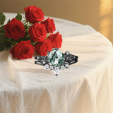 Sterling Silver Personalized Engraved Moss Agate Bridal Wedding Promise Engagement Ring Set for Women