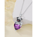Sterling Silver Heart Birthstone Pug Pendant Necklace