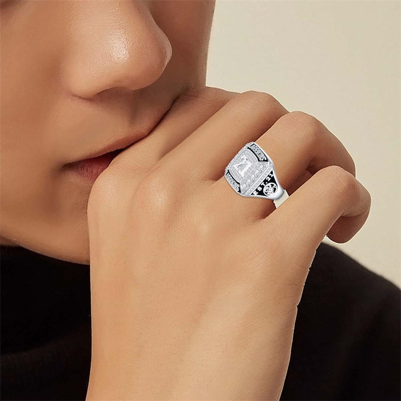 Sterling Silver Personalized Pattern High School College Class Ring Gift for Graduates