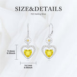 Sterling Silver Heart Cubic Zirconia Sunflower Rose Daisy Lily Lotus Hibiscus Dangle Earrings