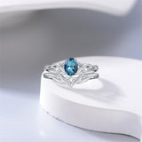 Sterling Silver 10K 14K 18K Gold  Oval Cut Unique Vine Gemstone Wedding Ring Set