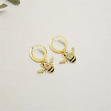 Sterling Silver  Bee Hoop Earrings