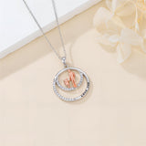 Sterling Silver Father-Daughter Pendant Necklace Engraved with Love You